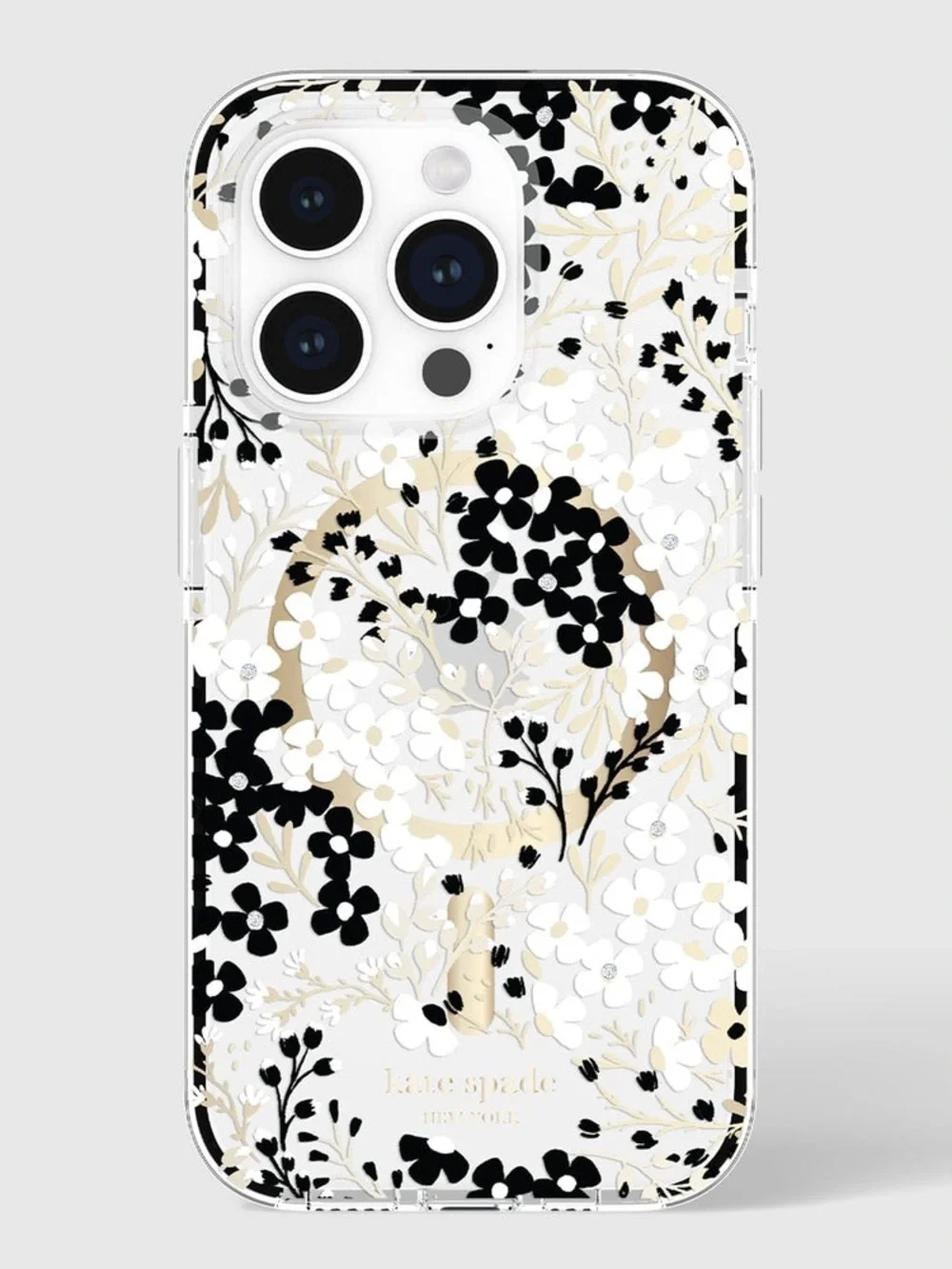 Kate Spade New York Tough Multi Floral Black White MagSafe iPhone 15 Pro Max NEW